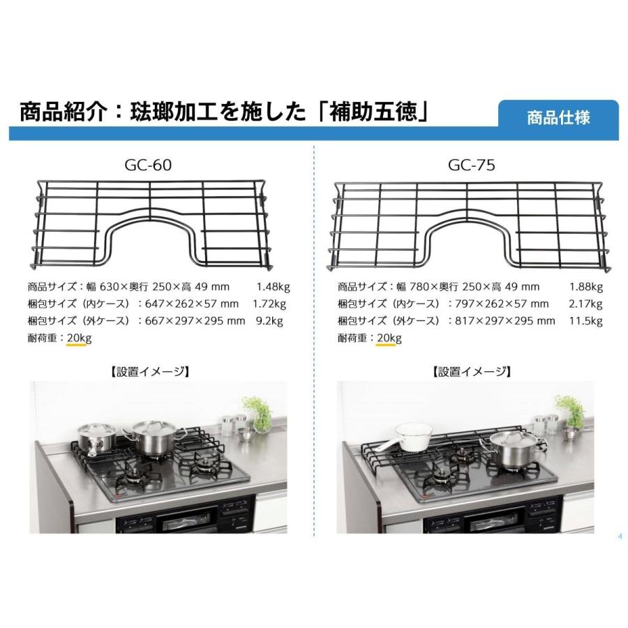 GC-60 タクボ ガスコンロ用補助五徳 幅63cm 幅630×奥250×高さ49mm 送料