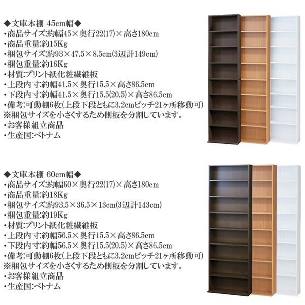 送料無料 スリム 文庫本棚 45cm 幅 高さ 180cm 文庫本 コミック ラノベ CD DVD 薄型 収納 移動棚の画像