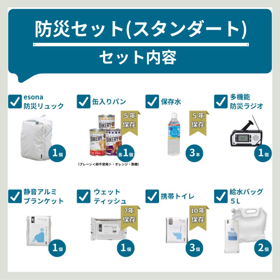 岸田産業 防災セット スタンダード+非常食セット esona 防災士監修 