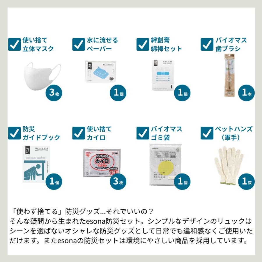 岸田産業 防災セット スタンダード+非常食セット esona 防災士監修 