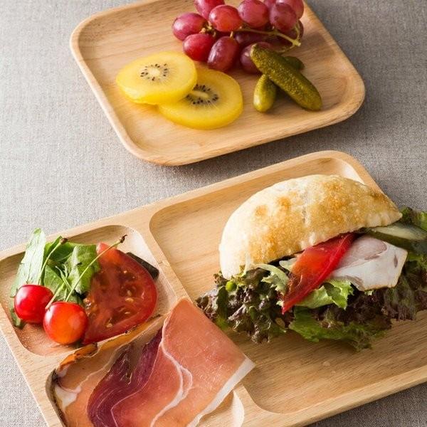 ウッドプレート 2枚セット 木製 皿 木 食器 お皿 仕切りあり