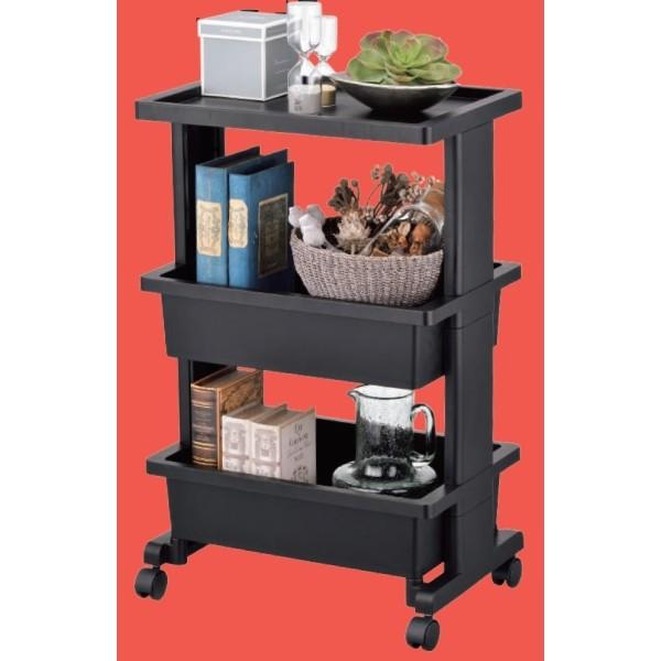 ⭐︎タイムセール⭐︎UBCBW45SS3台セット JEJ リセ テーブルワゴン 3段 ブラック (幅45×奥行30×高さ71.5cm