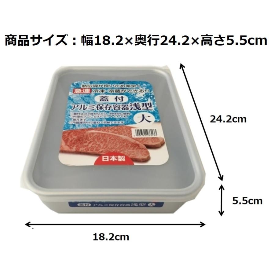 谷口金属 蓋付アルミ保存容器 浅型 大 (幅18.2×奥行24.2×高さ5.5cm