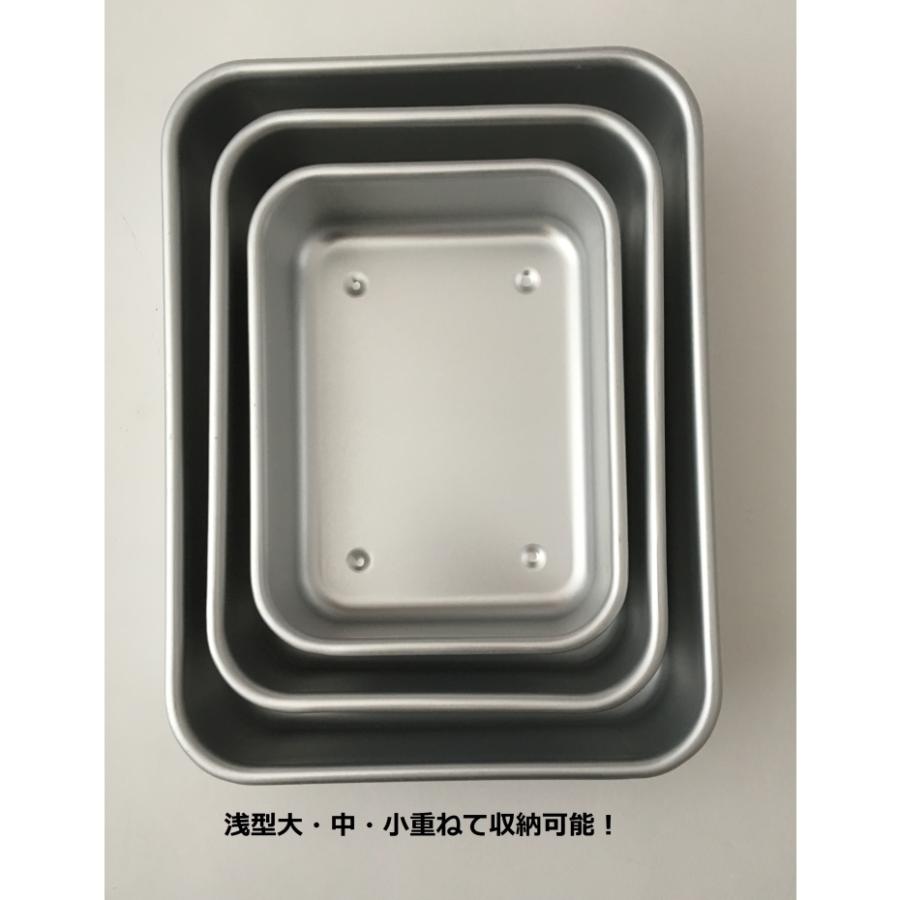 谷口金属 蓋付アルミ保存容器 浅型 大 (幅18.2×奥行24.2×高さ5.5cm