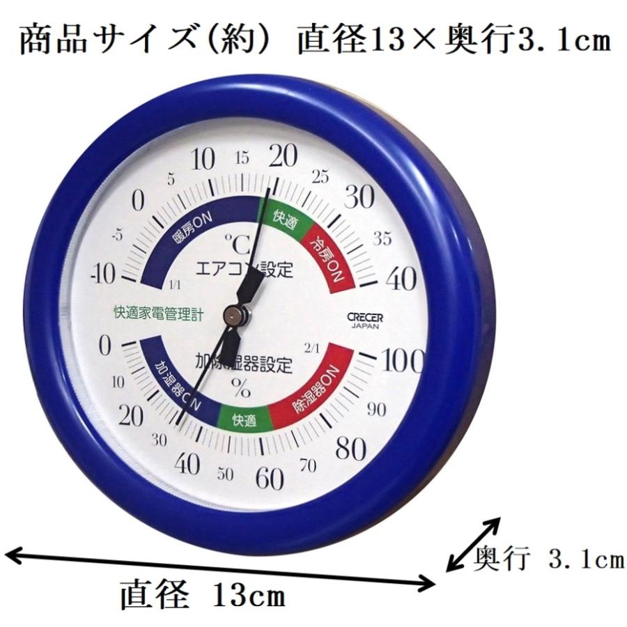 クレセル 快適家電管理 温湿度計 CR-130 BB ブルー (日本製)｜kurashiichibankan｜02