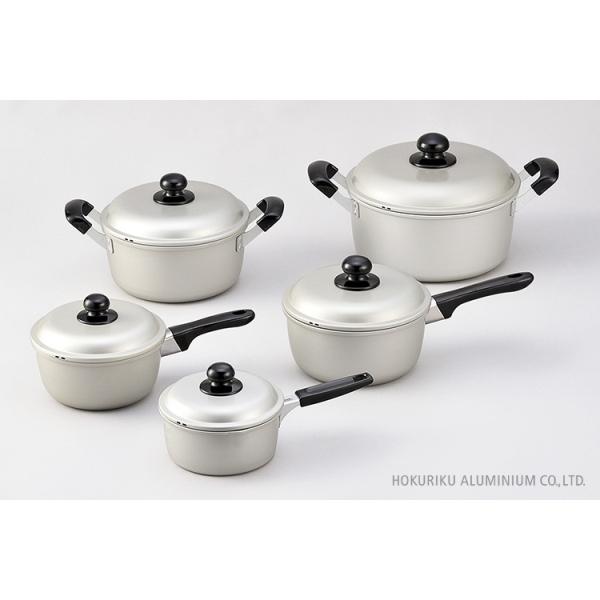 北陸アルミニウム シルビー 両手鍋 20cm (ガス火専用 アルマイト加工