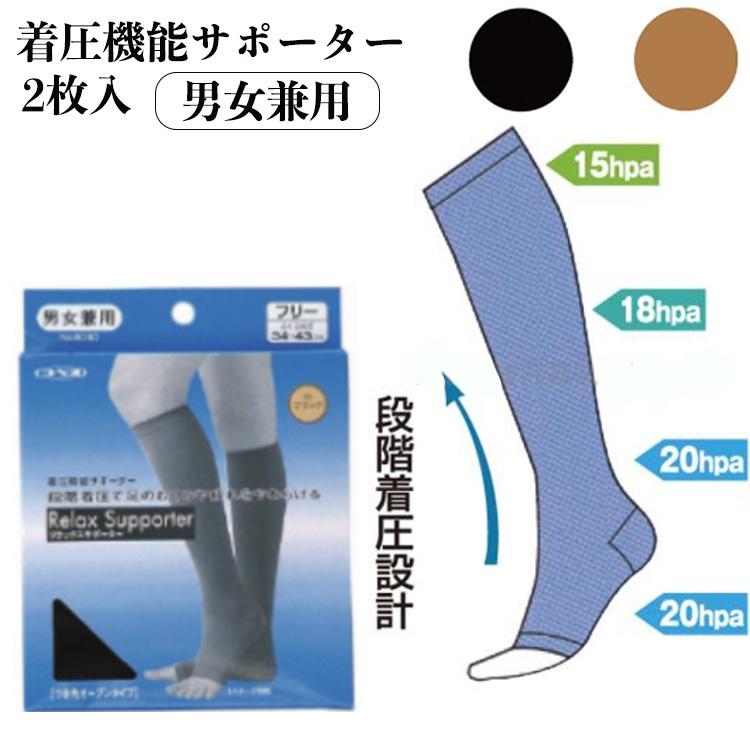 着圧機能サポーター 2枚入 8090 フリーサイズ 男女兼用 ふくらはぎ