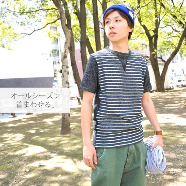 スウェット ボーダー柄 Tシャツ 半袖 メンズ トップス ボーダー 