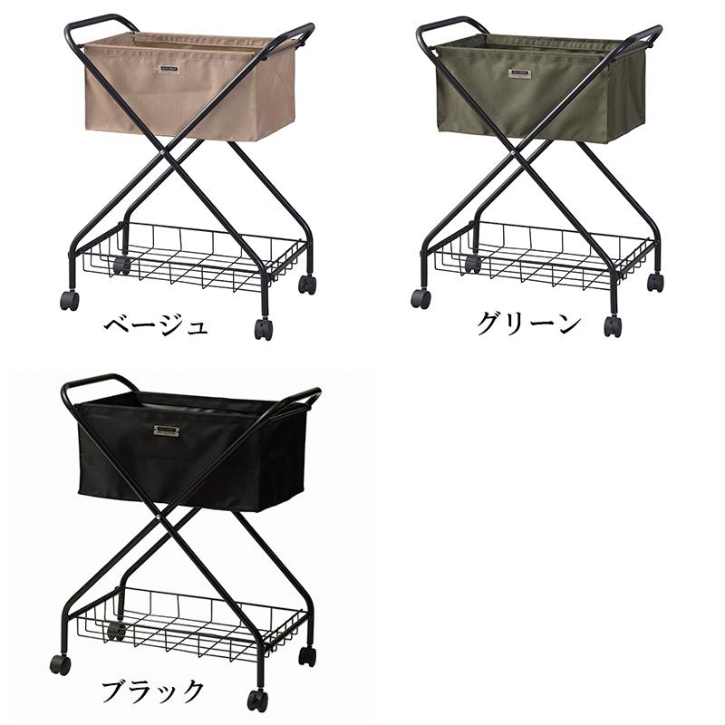東谷 フォールディング バスケットワゴン 折りたたみ 収納 持ち手付き