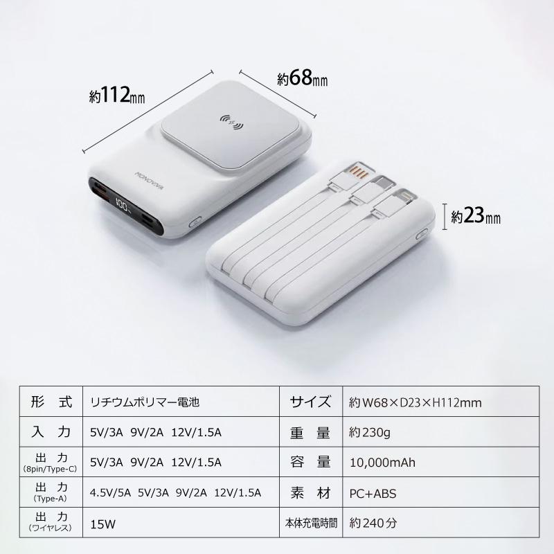 MONOWA モバイルバッテリー 大容量 10000mAh 急速充電 MONOWA モバイルバッテリー 大容量 10000mAh 急速充電