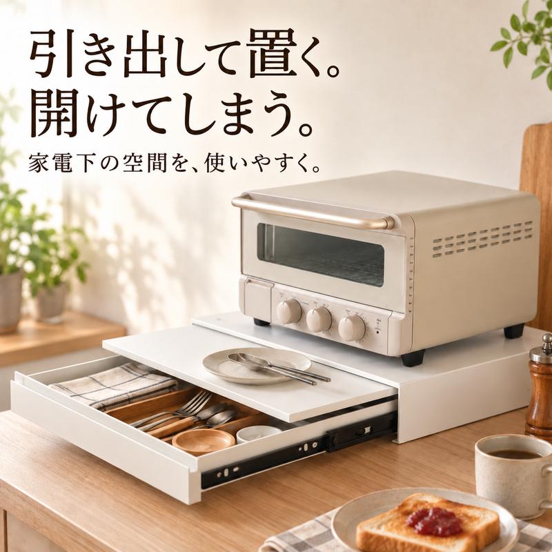 Ｙ 保管美品 スチールラック レンジ下収納 引出 スライドテーブル ホワイト MONOWA レンジ下収納ラック 引き出し スライドテーブル 幅45cm 幅80cm