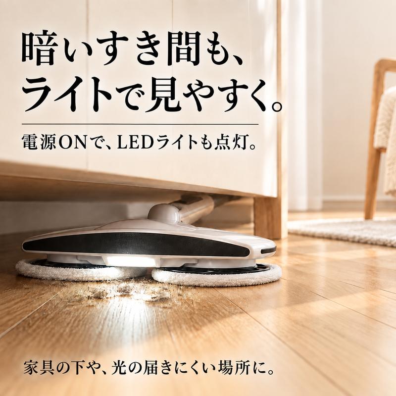 MONOWA TVで紹介 電動モップ 回転モップ コードレス 充電式 床掃除 水