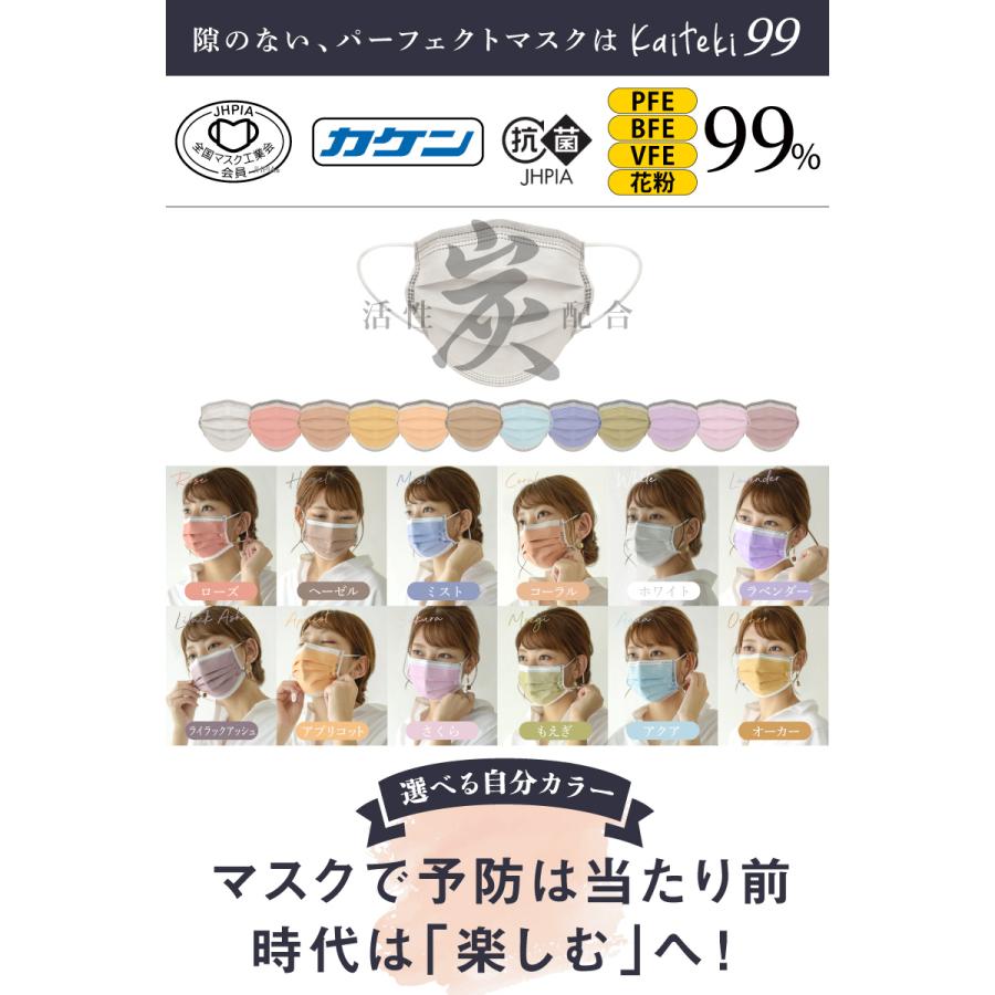 血色マスク 不織布 マスク 100枚 炭 防臭 個包装 マスク工業会正会員 日本カケン認証あり PFE・BFE・VFE・花粉99%カット PM2.5対応 炭マスク カラーマスク | 大河商事 | 09