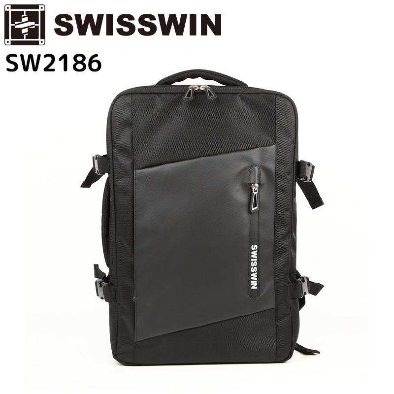 SWISSWIN スイスウィン リュック 大容量 PC収納 メンズ ブラック