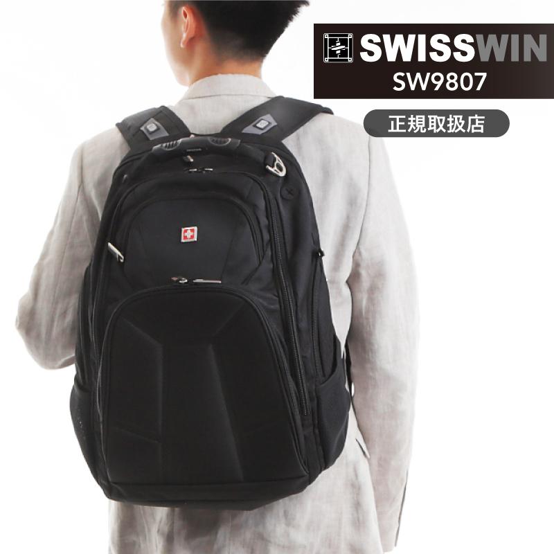 SWISSWIN スイスウィン リュックサック 大容量 36L リュック ブラック 
