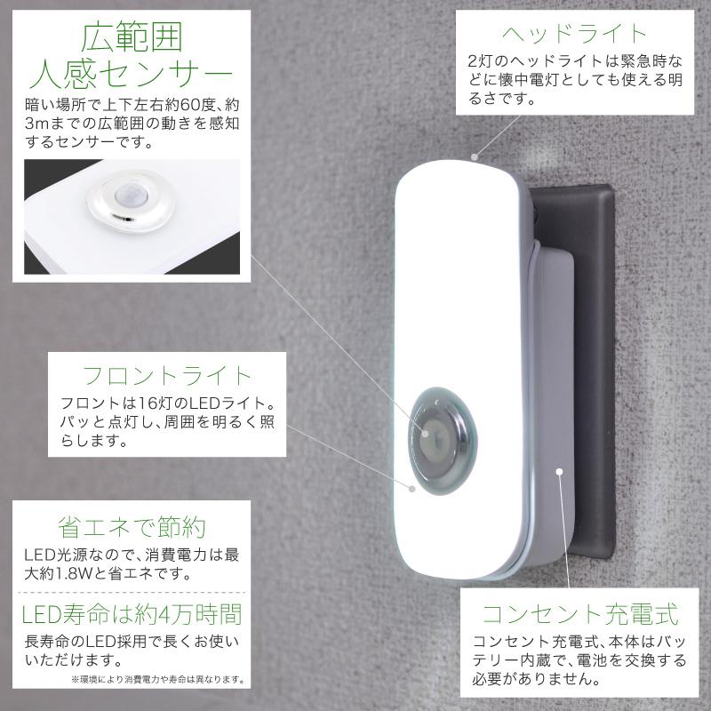 Wasser(大河商事) お得2個セット!LED 人感センサーライト Wasser(大河商事) お得2個セット!LED 人感センサーライト