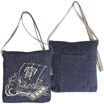 真田紐デニムショルダーポーチ 家紋 倉敷屋 レトロ 日本製 手作り 丈夫