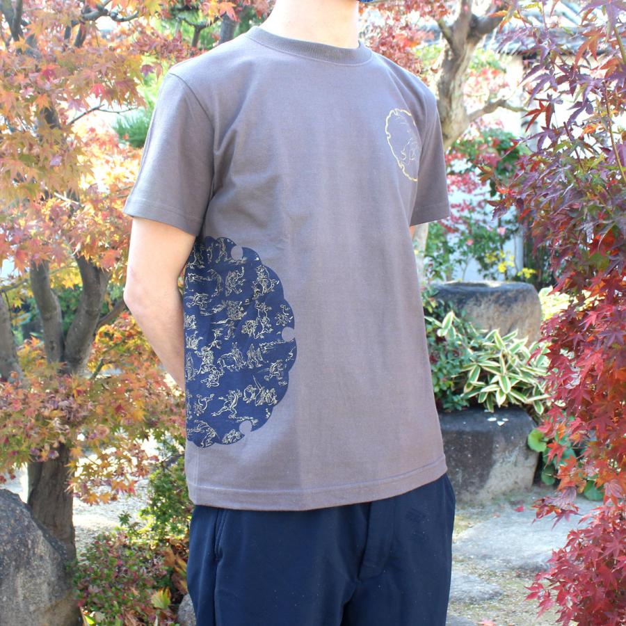 鳥獣戯画　金襴　和柄半袖Tシャツ　カットソー　メンズオシャレ  綿100%  倉敷屋　｜kurashikiya