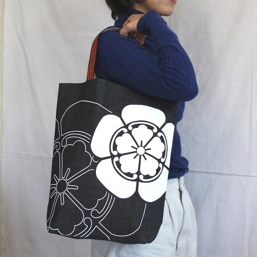 家紋レトロデニムバッグ 戦国 武将 オシャレ 日本製 倉敷屋 和柄 お中元