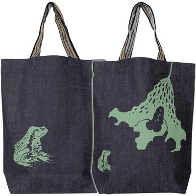 デニムトートバッグ 伊藤若冲 蛙 カエル レトロ : 倉敷屋 - 通販