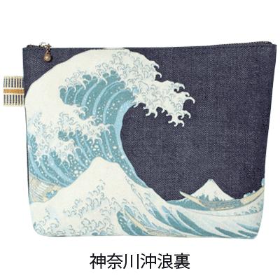 サーフボード柄とデニムのポーチ サーフボード柄とデニムのポーチ