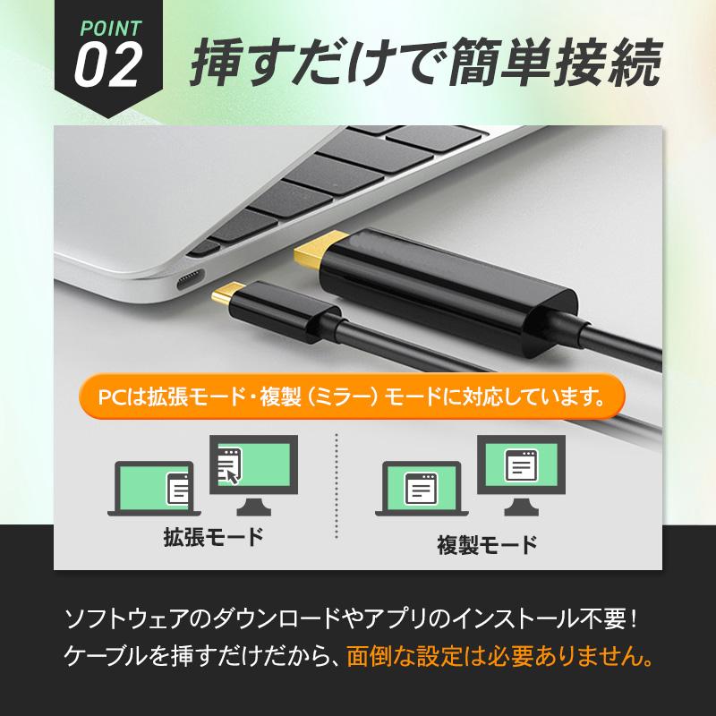 Type-C HDMI 変換ケーブル hdmi タイプc 変換 変換アダプタ 変換アダプター USB-C 4K Mac Windows アンドロイド｜kurashinococoroshop｜05