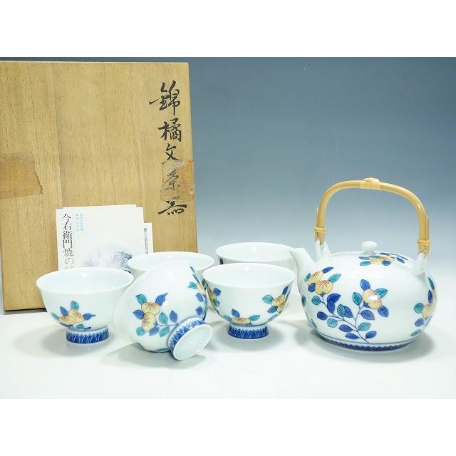 人間国宝 十三代 今泉今右衛門 今右衛門窯作「錦桃花絵茶器」6点セット
