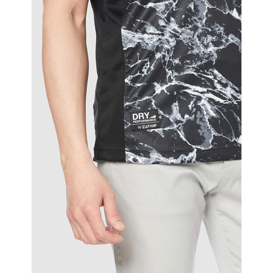 カジメイク] 冷却テクノロジー 冷感プリント半袖ZIPシャツ MSブラック 