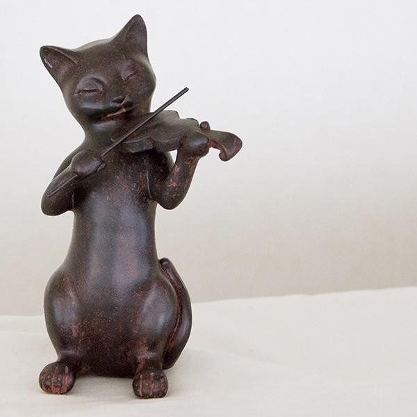 猫グッズ アンティーク 置物 バイオリンを弾く猫さん : 暮らしプラス