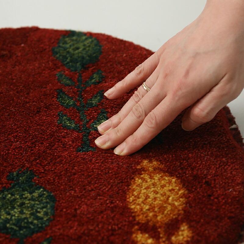 丸ギャッベ 直径約39~40cm チェアパッド イラン シーラーズ 直輸入