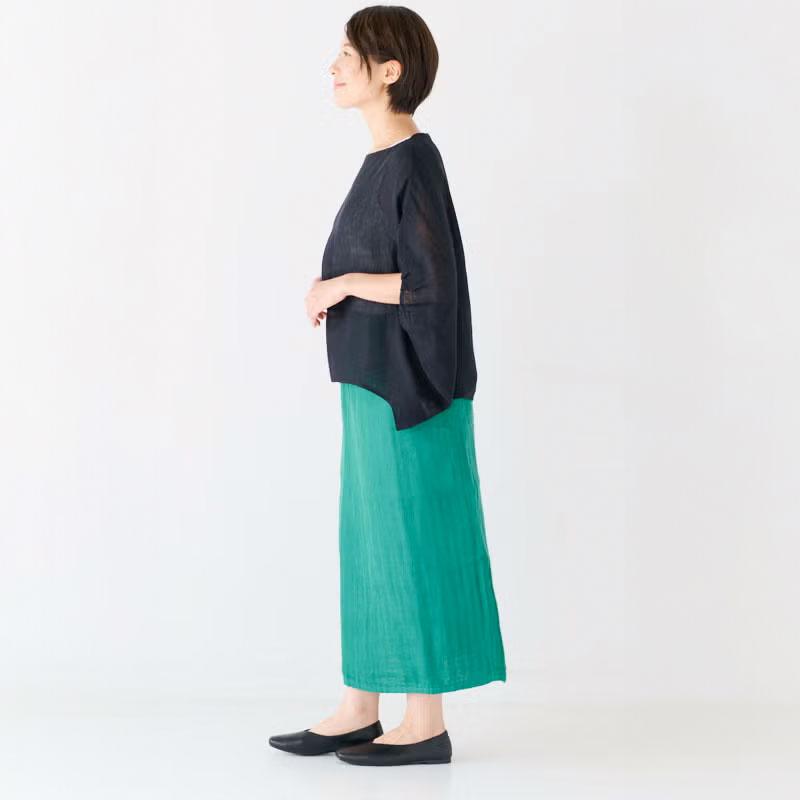 BAN INOUE かやスモック ワイド 墨 山吹 空 桜 レディース トップス 
