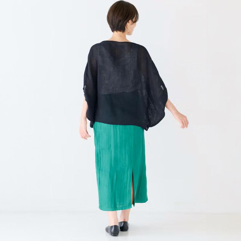 BAN INOUE かやスモック ワイド 墨 山吹 空 桜 レディース トップス