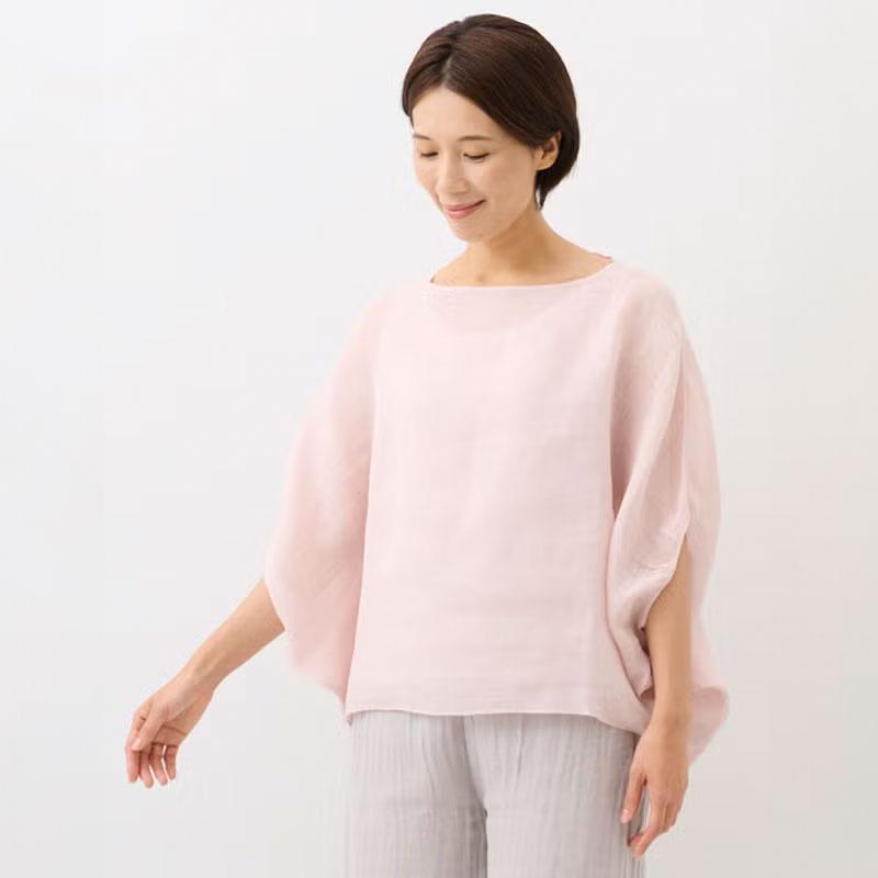 BAN INOUE かやスモック ワイド 墨 山吹 空 桜 レディース トップス 