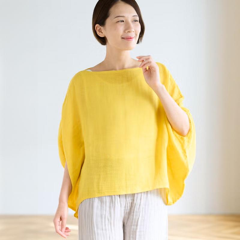 BAN INOUE かやスモック ワイド 墨 山吹 空 桜 レディース トップス 