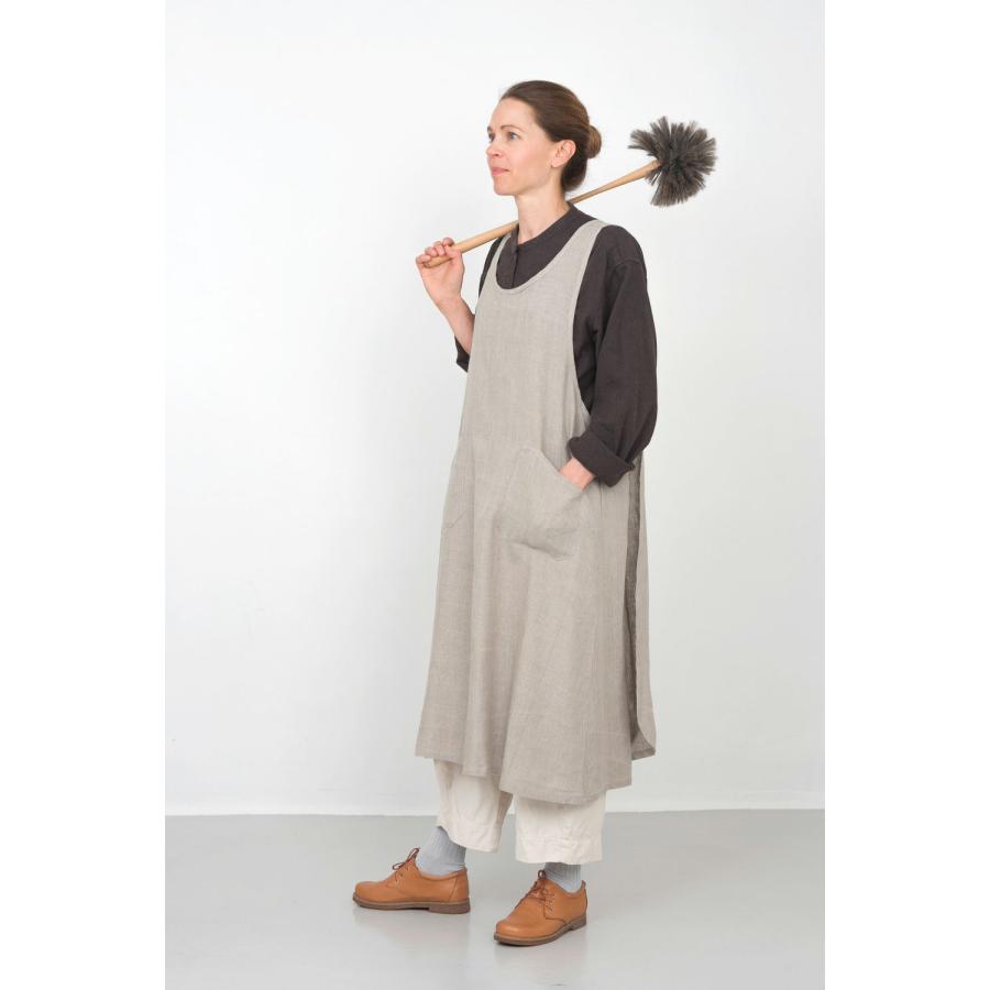 fog linen workリネン エプロンワンピース　ロング丈　ナチュラル fog linen work（フォグリネンワーク） リネン オーバーエプロン