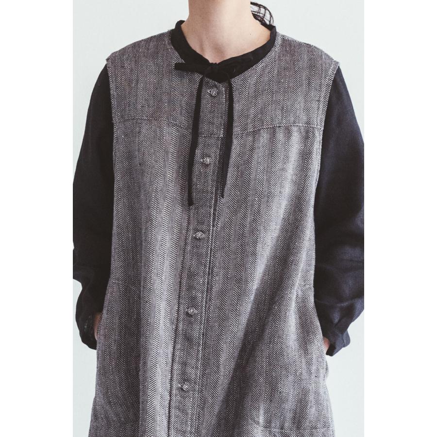 fog linen work フォグリネンワーク シャルロッテ ジレ ヘリンボーン 