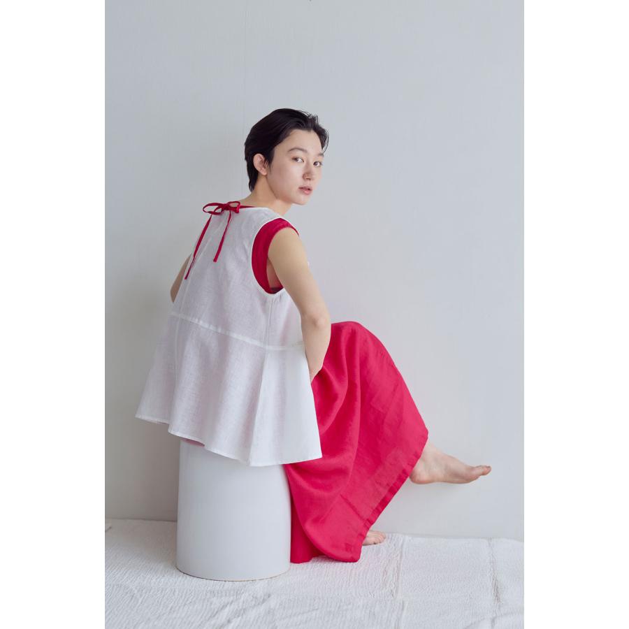 fog linen work フォグリネンワーク ノエル トップ ホワイト シャツ ブラウス ノースリーブ aライン ジレレディス トップス 2026 夏の画像