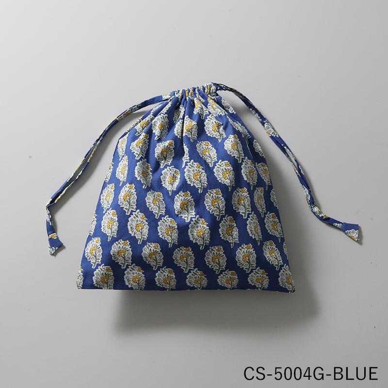 インド綿 プリント巾着 40×30cm コットン 花柄 ボタニカル柄 おしゃれ