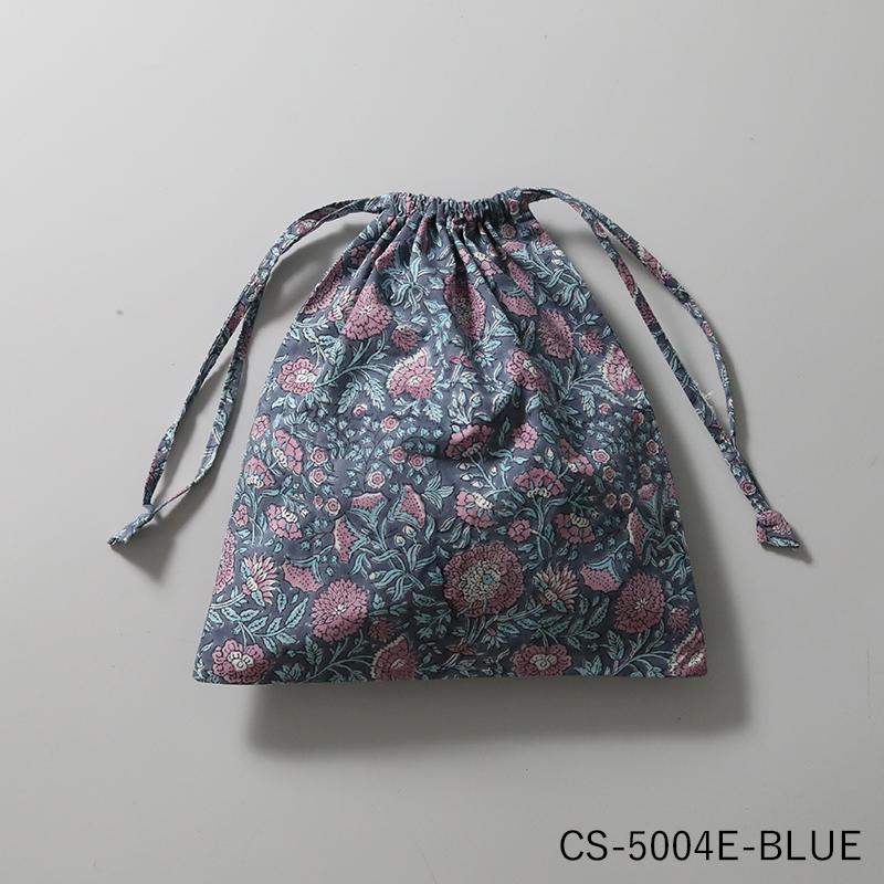 インド綿 プリント巾着 31.5×34.5cm コットン 花柄 ボタニカル柄 