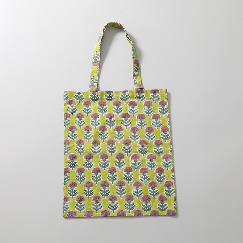 インド綿プリント トートバッグ 45cm×38cm エコバッグ A4 手提げ サブ