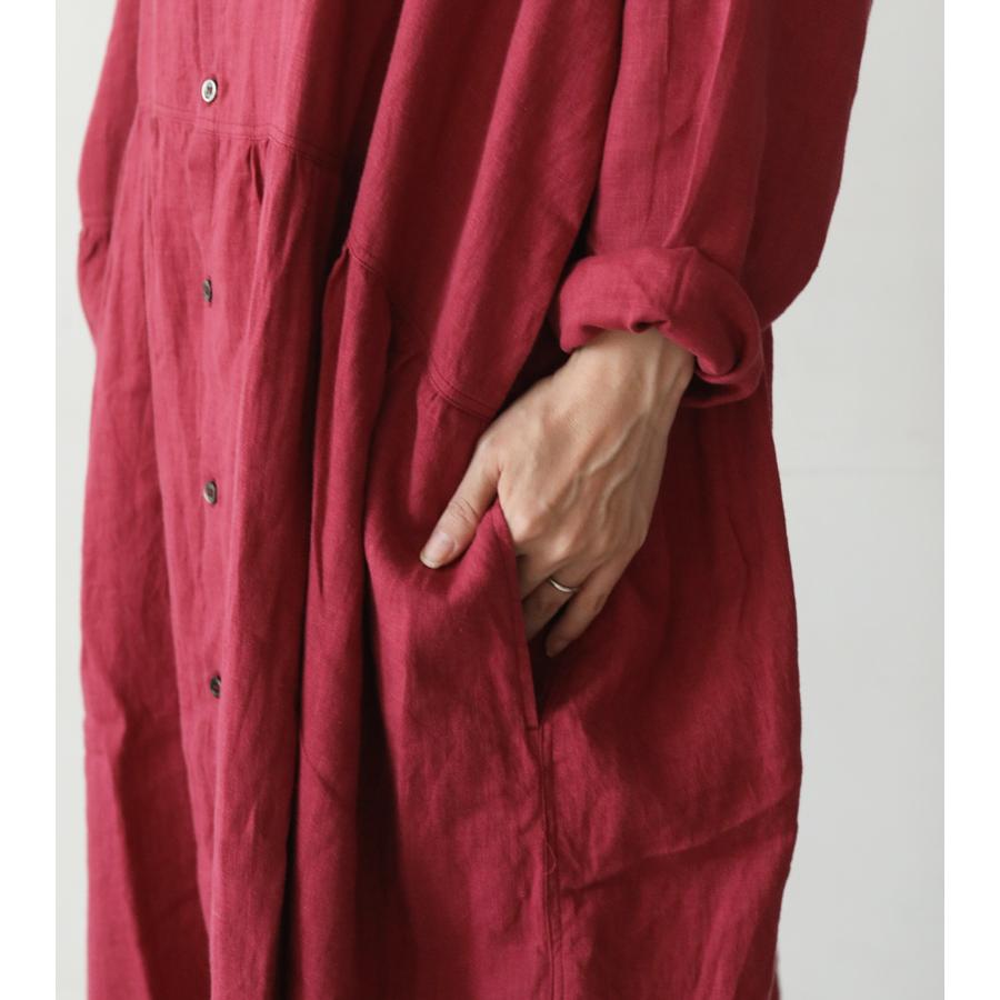 ICHI Antiquites イチアンティークス カラーリネンワンピース ピンク  