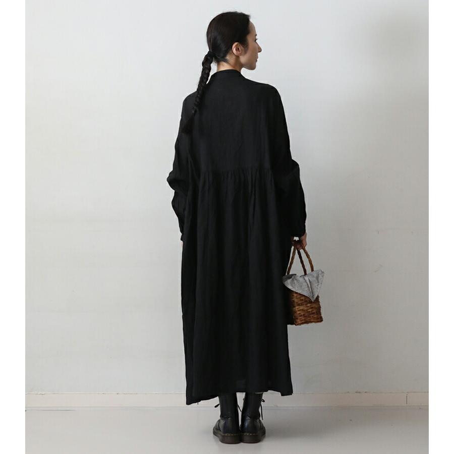 ICHI Antiquites イチアンティークス フレンチリネンドレス ブラック 