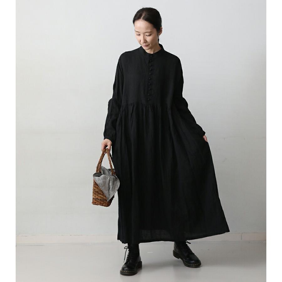 ICHI Antiquites イチアンティークス フレンチリネンドレス ブラック  