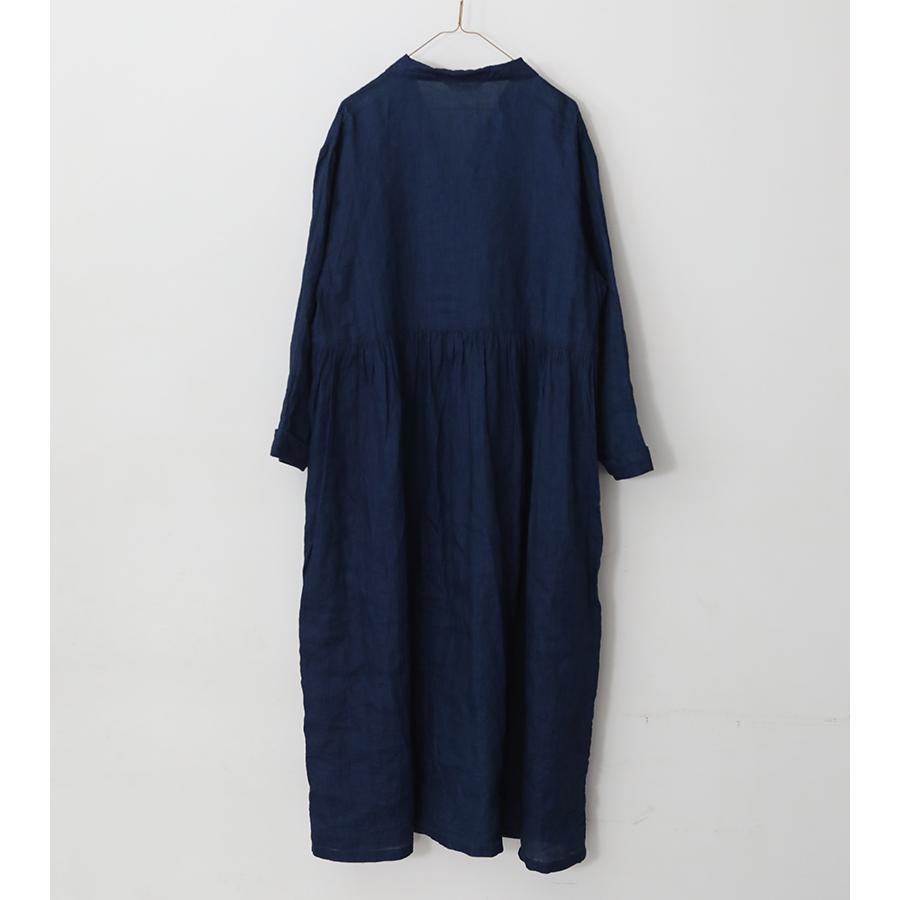 45R つぎはぎのドレス(インディゴ) ロングワンピース ゆったり 新品】45r でこぼこ天竺のドレス ストライプロングワンピース