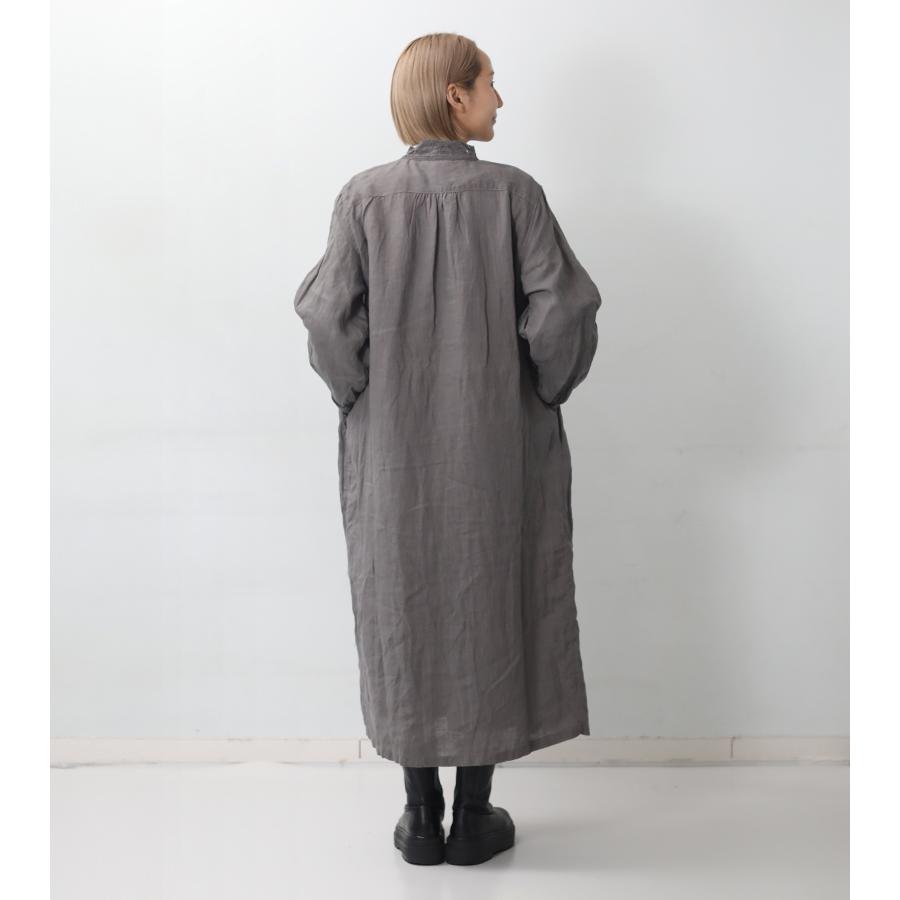 【美品】イチアンティークス　リネン100%　ロング丈　シャツワンピース　薄紫 ICHI Antiquites ichi Anteliquite's イチアンティークス リネンドレス