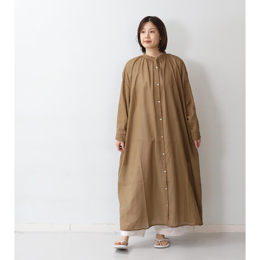 ICHI（イチ） ボイルワンピース ベージュ 長袖 ゆったり シャツワンピ 