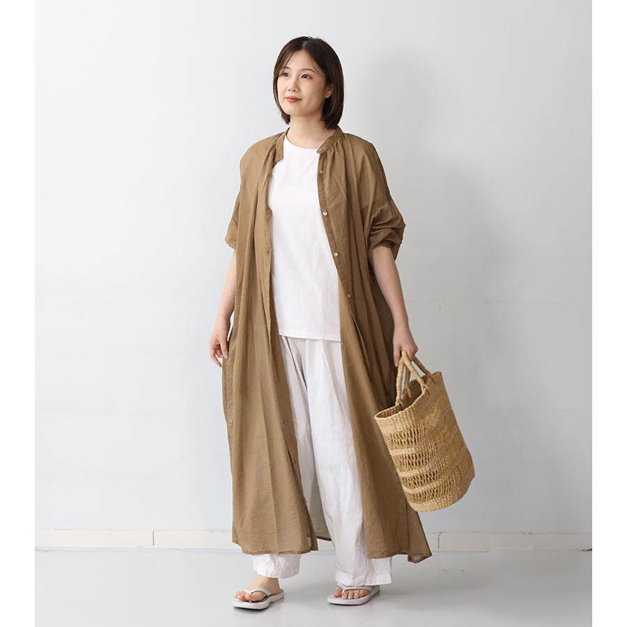 ICHI（イチ） ボイルワンピース ベージュ 長袖 ゆったり シャツワンピ 