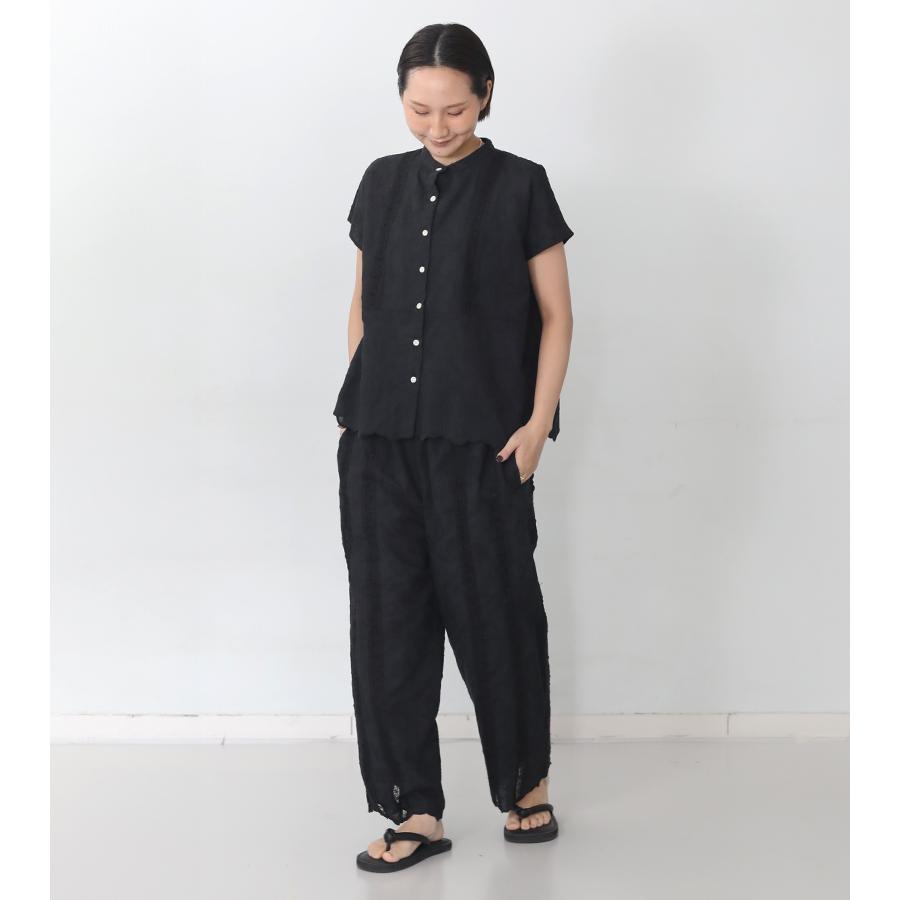 ICHI（イチ） カットワーク刺繍パンツ ホワイト カーキ ブラック 裾