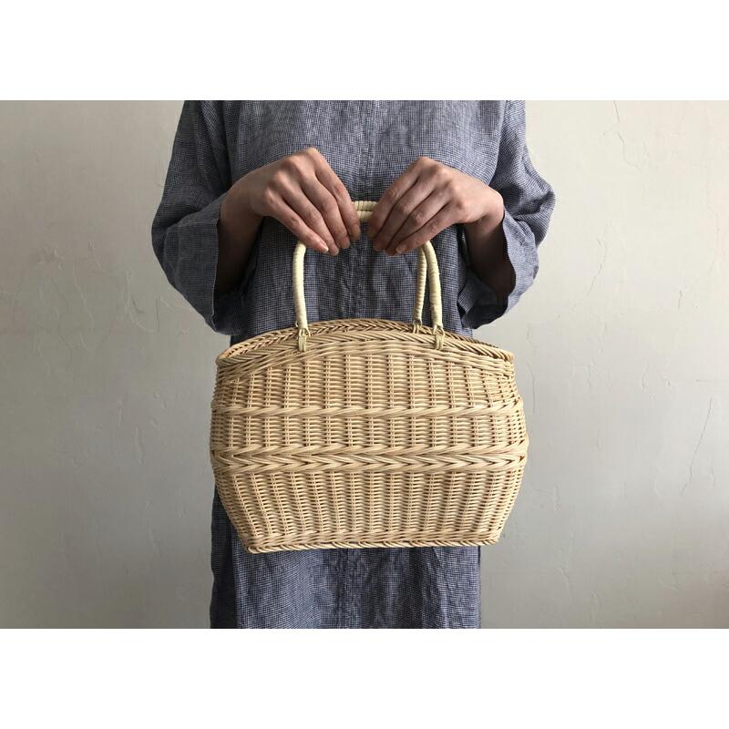 松野屋 籐コヅツ買い物かご 生成B(S) 日本 職人 手編み レトロ かご