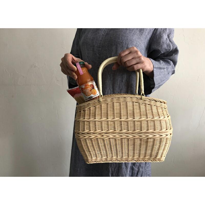 松野屋 籐コヅツ買い物かご 生成B(S) 日本 職人 手編み レトロ かご